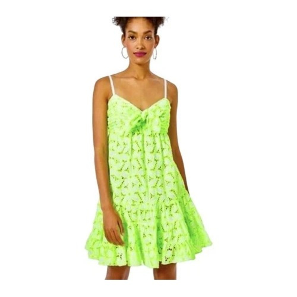 Lily Pulitzer Womens Briana Dress Size 0 Pepino Green Mambo Eyelet